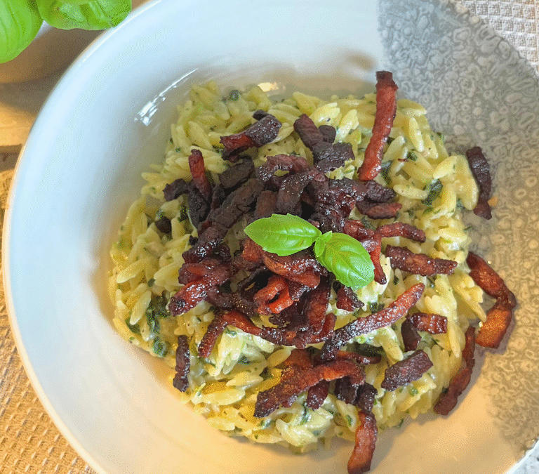 Orzo m. spinat & bacon